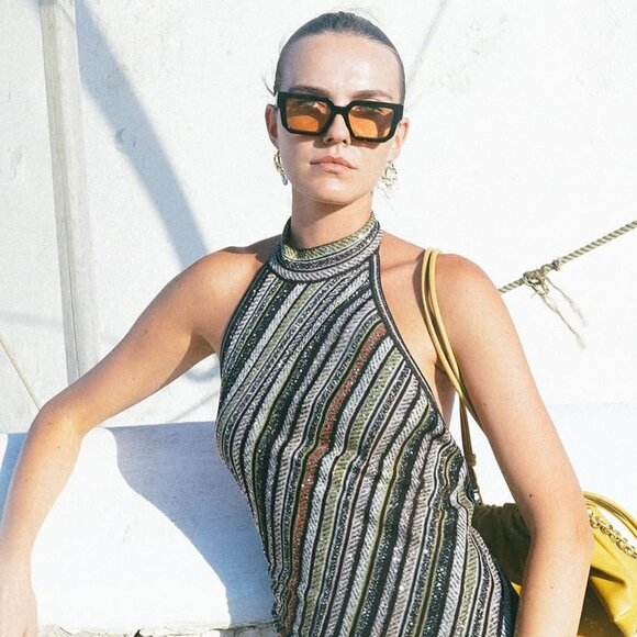 Off-White OERI146 SILVERSTONE 6062 Sunglasses Havana Square Frame, Camel Lenses - Picture 6 of 12